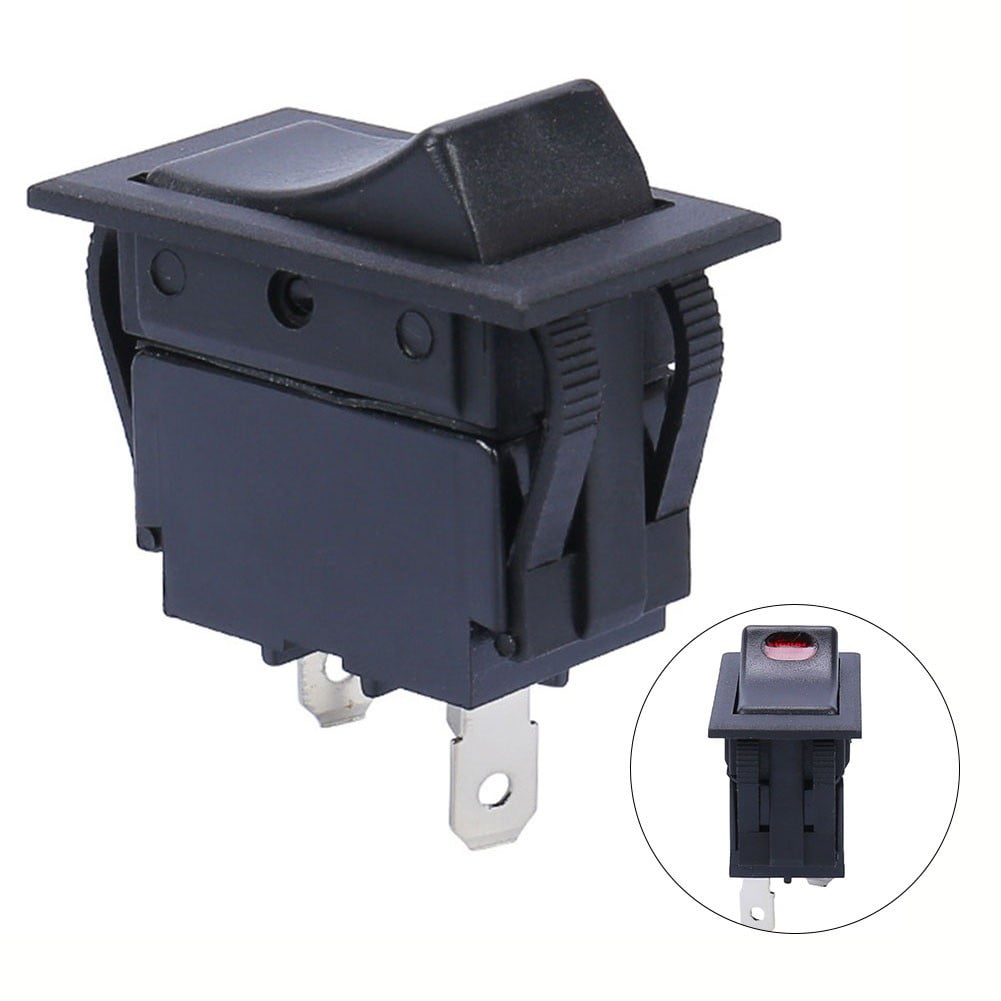 RS KCD3 101N RD, SPST ON OFF 3 Pin Red LED Latching Rocker Switch 20A 125V