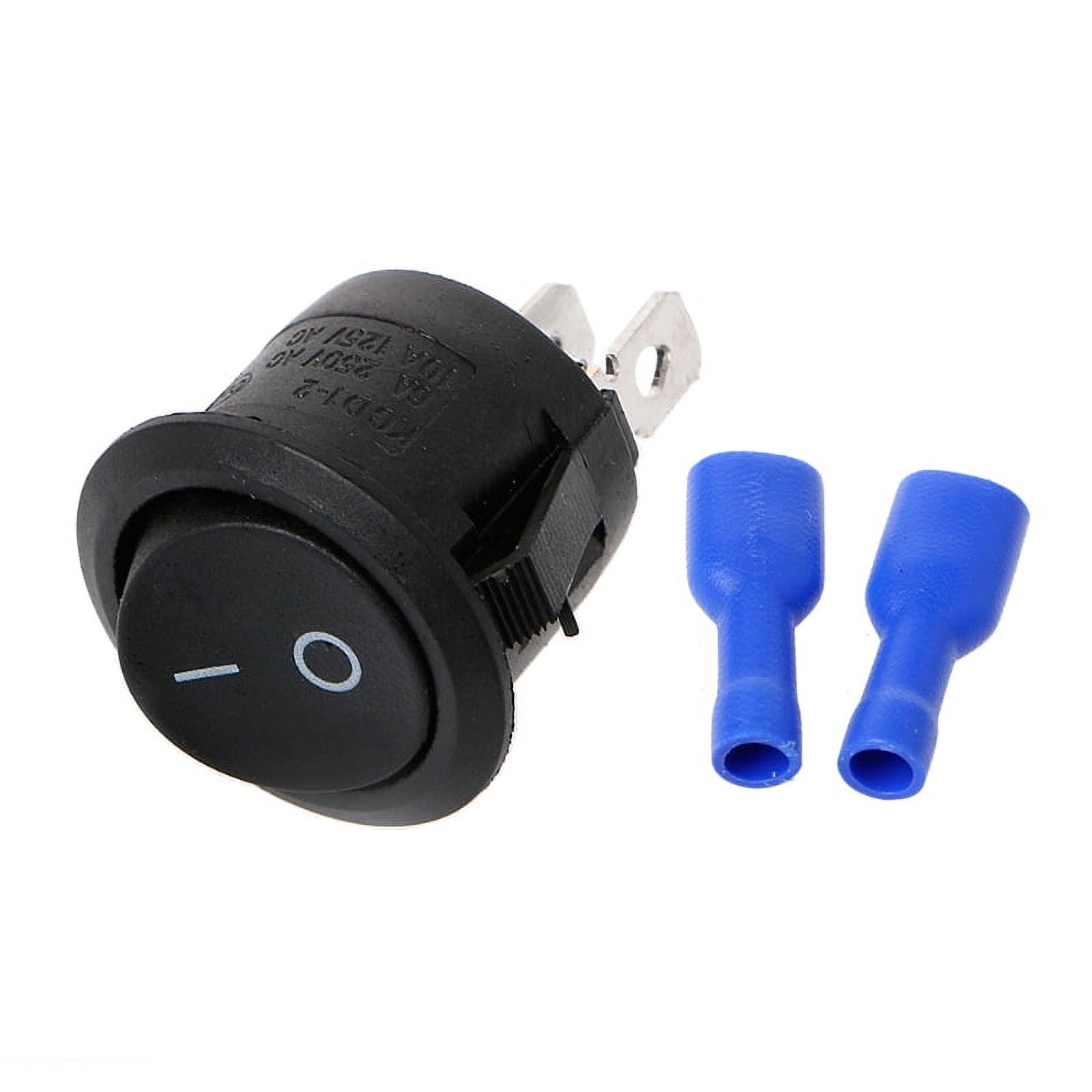 On/Off Round Rocker Switch + Female Crimp Spade Connectors Car Boat ...