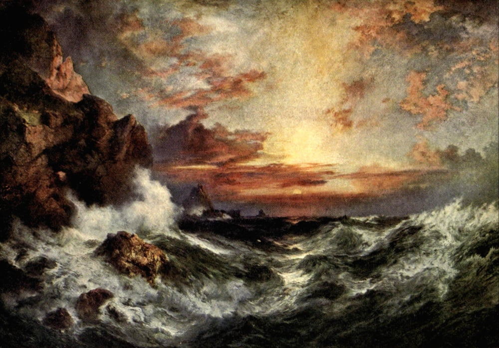 On Old-World Highways 1914 Sunset near Lands End Canvas Art - Thomas Moran (18 x 24)
