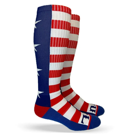 On Repeat Sports Fuel Clothing 'Merica - Knee-High Powerlifting Deadlift Socks - Weightlifting Compression with Shin Protection