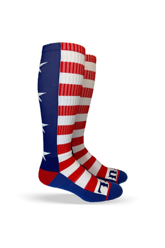 Fuel Clothing 'Merica - Knee-High Powerlifting Deadlift Socks - Weightlifting Compression with Shin Protection
