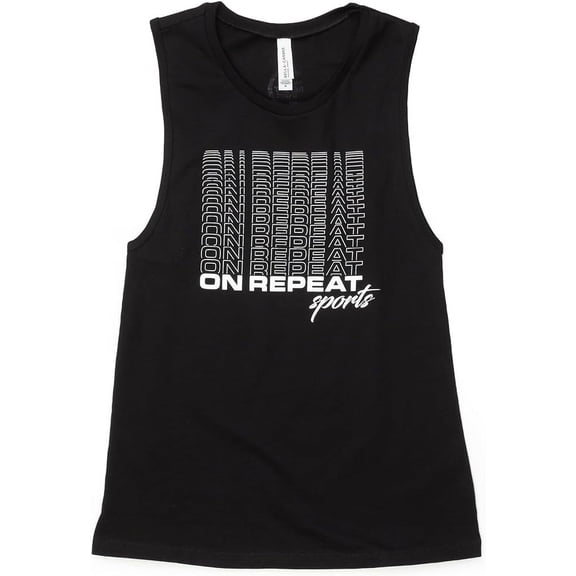 On Repeat Sports Ladies Premium Workout Muscle Tank Top - Black - X-Large