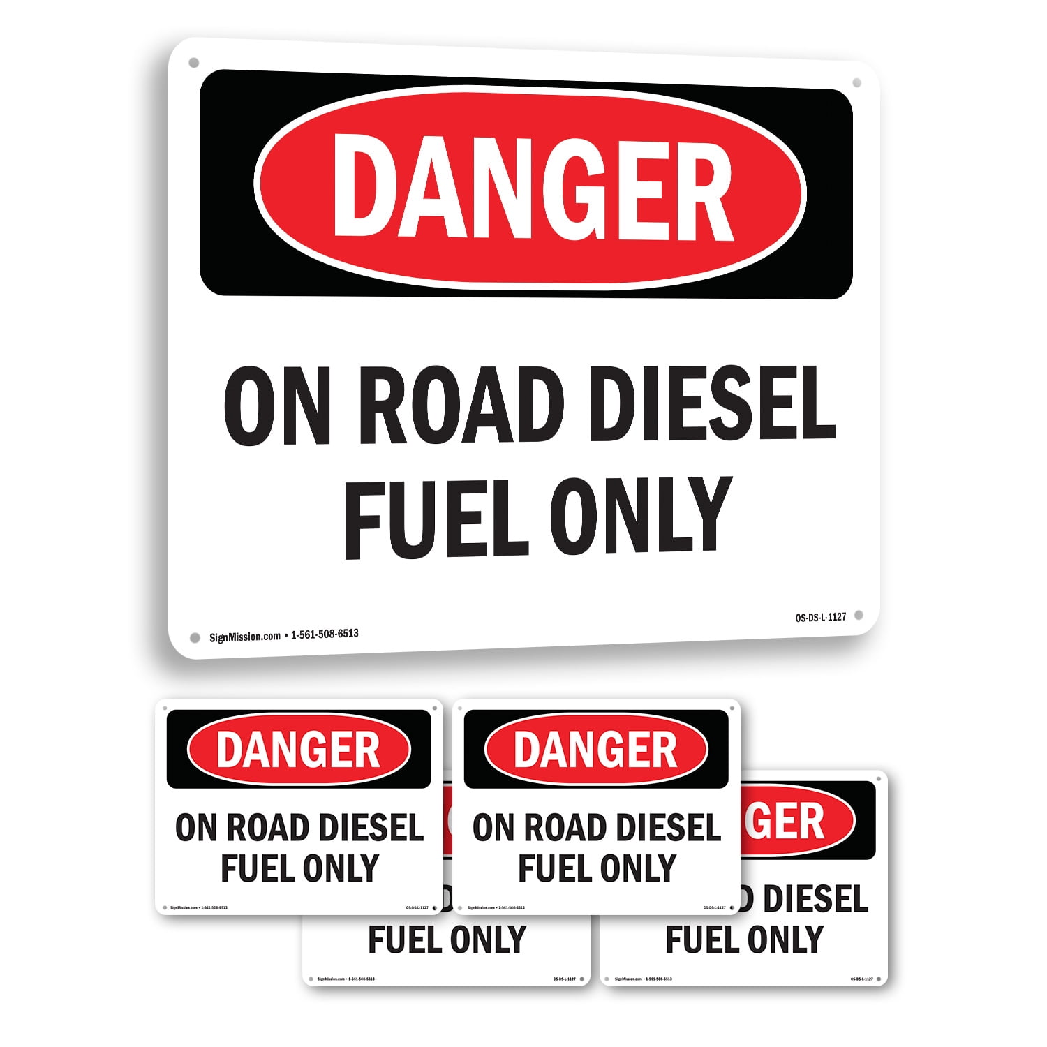 On Road Diesel Fuel Only OSHA Danger Rigid Plastic Sign 10 Inch x 7 ...