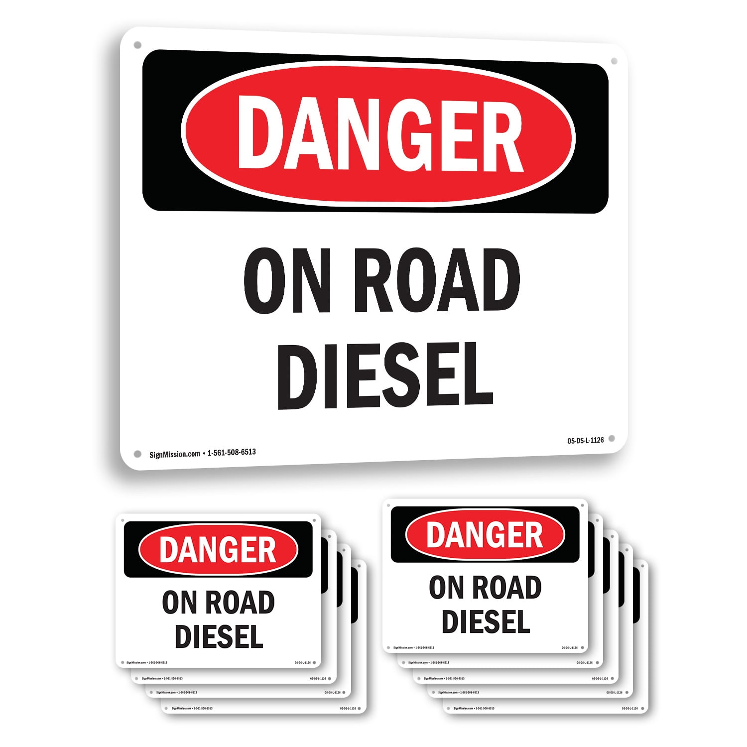 On Road Diesel OSHA Danger Aluminum Sign 10 Inch x 7 Inch - 10 Pack ...