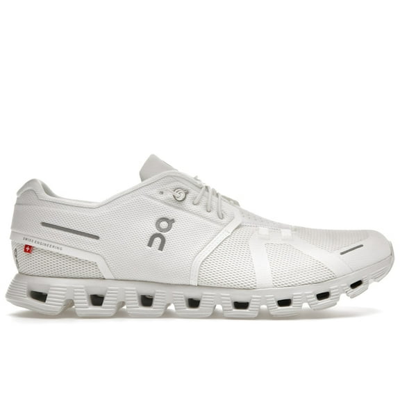 On Men's Running Cloud 5 All White Running Shoes, from StockX