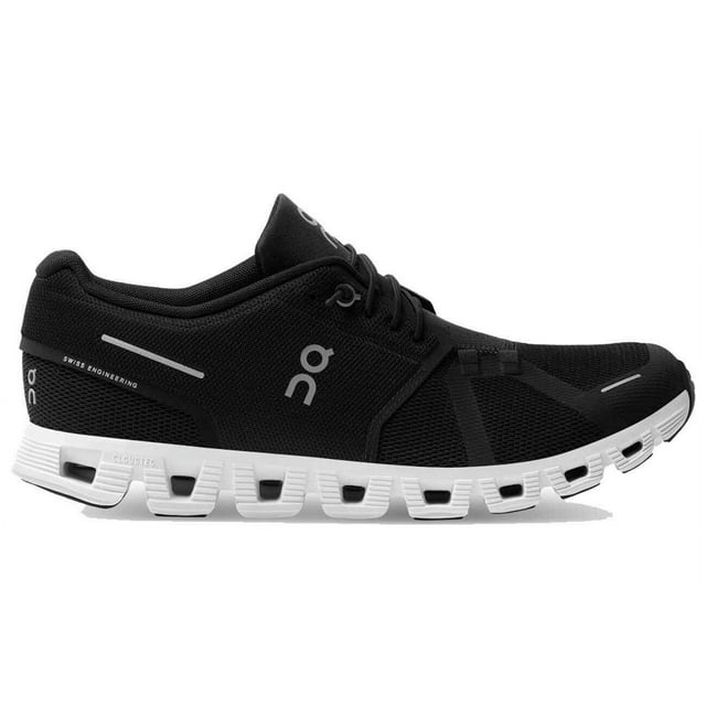 On Running Cloud 5 Men's Speed Lace Up Mesh Running Shoes in Black White Size 10.5
