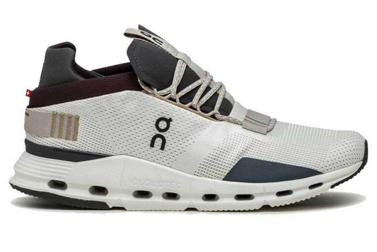 On Running Cloudnova Mens' Sneakers, White/Umber, 7.5