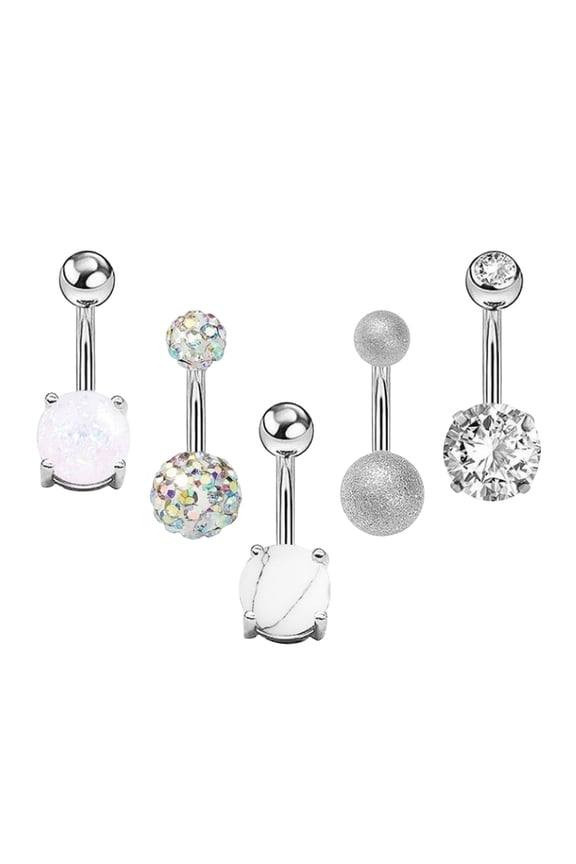On Sale!7Pcs Belly Button Rings for Women Girl Surgical Steel CZ Belly Rings