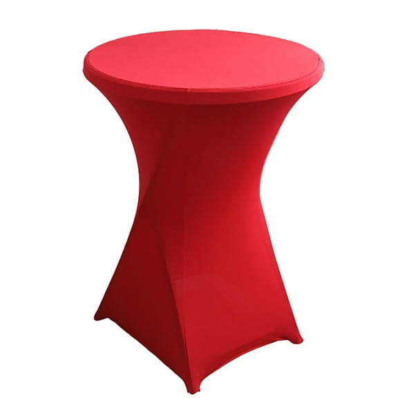 Pedty Table Cloth,Cocktail Tablecloth*1 Piece,Cocktail Solid Color Polyester Round Banquet Elastic Table Cover (60Ã110Cm) Rose Red