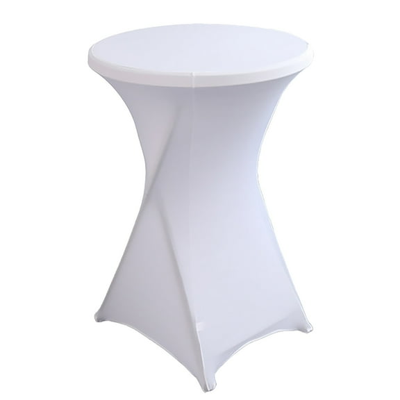 Pedty Table Cloth,Cocktail Tablecloth*1 Piece,Cocktail Solid Color Polyester Round Banquet Stretch Table Cover (60Ã110Cm) White