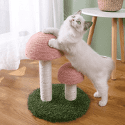 8 Side Twin Mushroom Cat Climbing Frame Scratching Tree - Pink  1-Level 13 inch, Beautiful Decor at Home