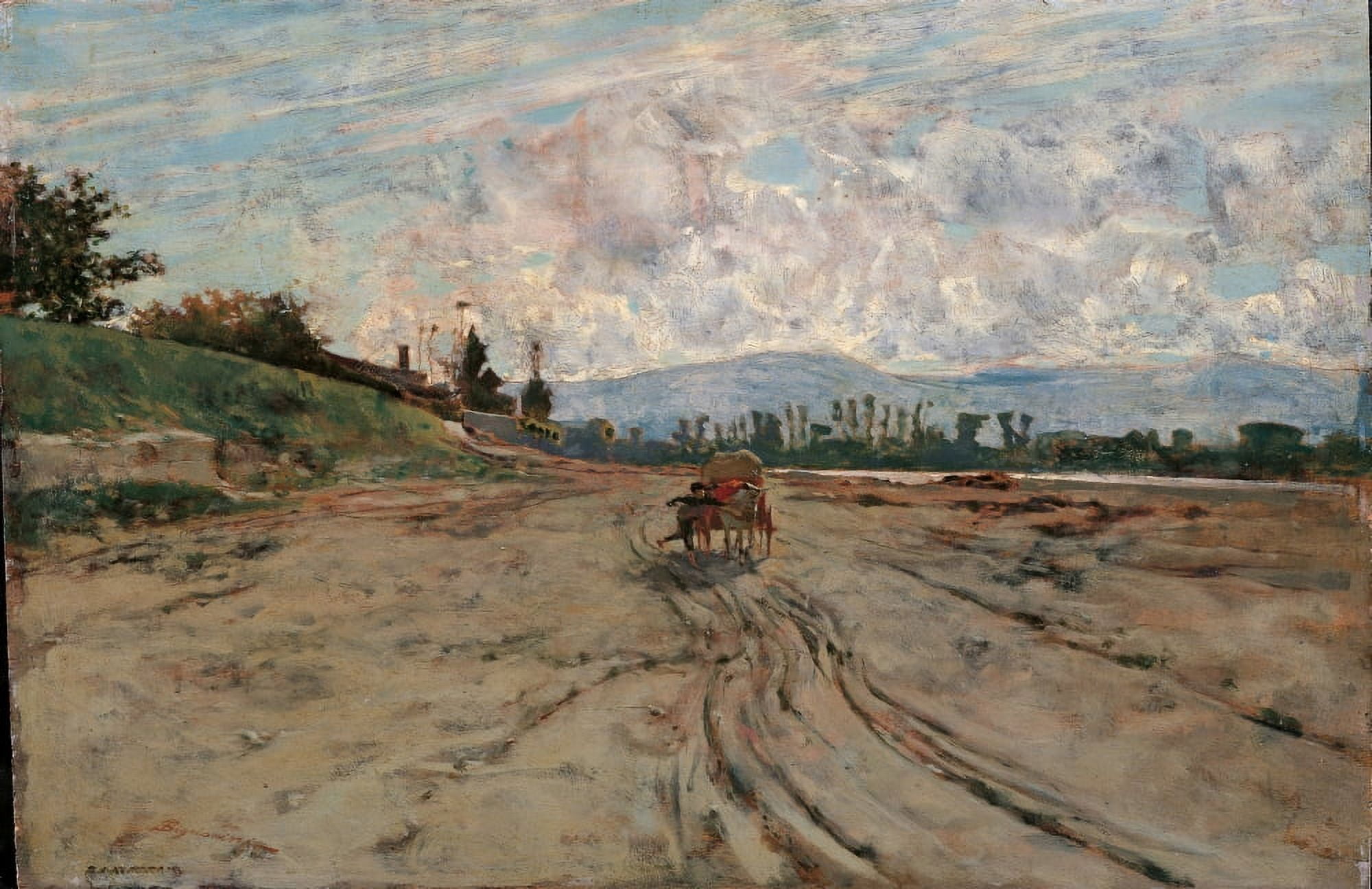 On Shore Of The Arno River Canvas Art - (36 x 24)