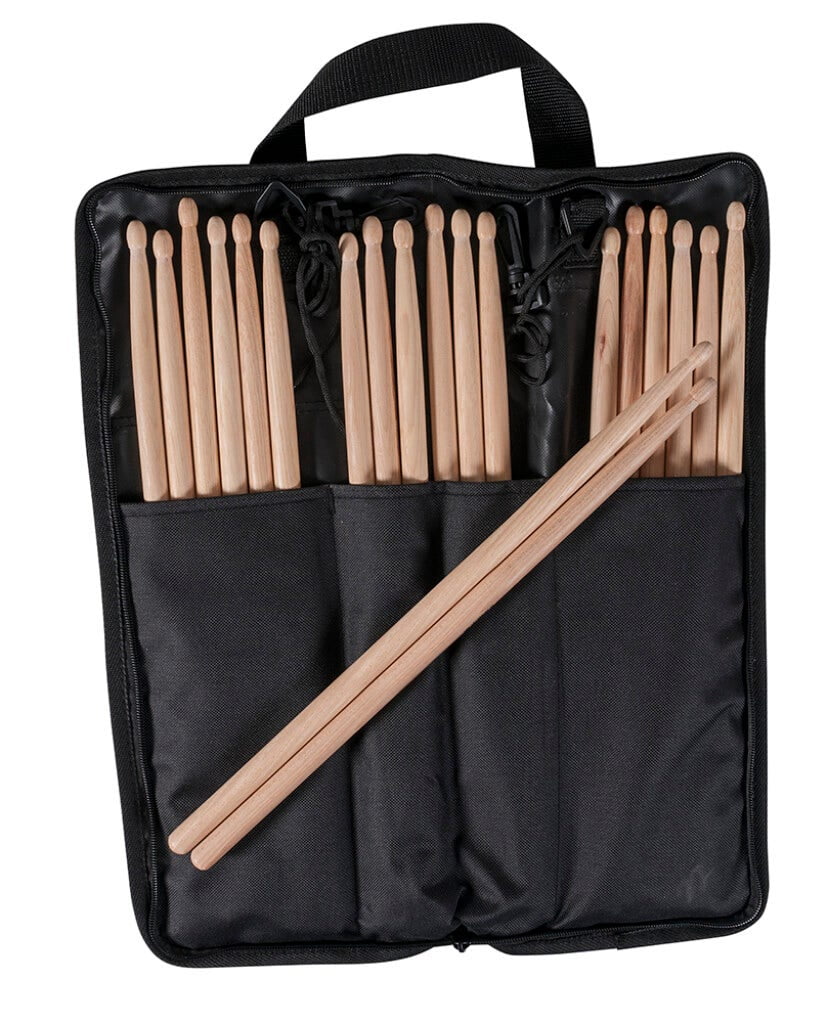 On-Stage 10-Pair 5B Wood Tip Drumsticks with Stick Bag
