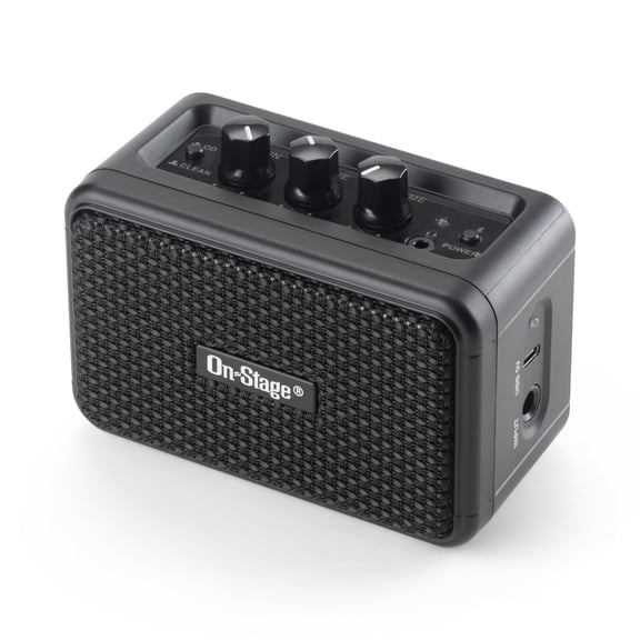 On-Stage 4" Travel Electric Guitar Amp - Lightweight&Portable, Bluetooth, USB C, Full Range Speakers, 3-Hour Charge for 7Hours Playtime