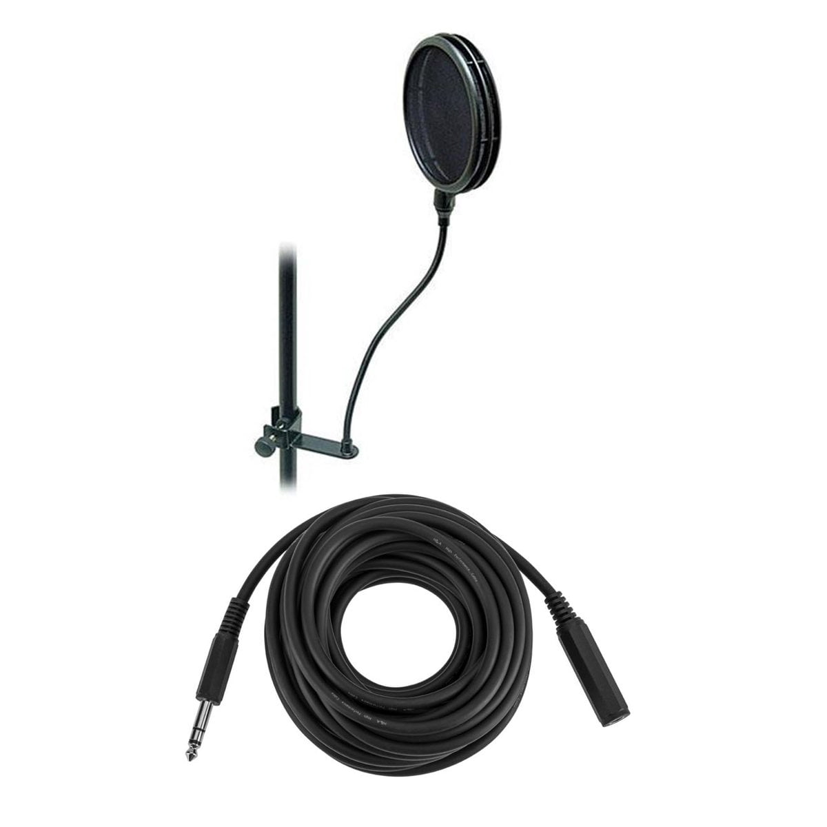 On-Stage ASFSS6GB 6" Dual-Screen Pop Blocker with H&A Platinum Pro 25' TRS 1/4" Male to 1/4" Female Interconnect Cable