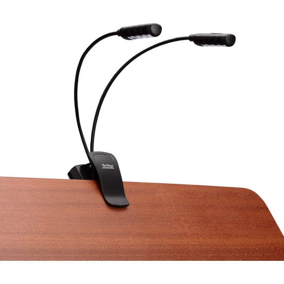 On-Stage LED2224 Dual USB-Rechargeable Sheet Music Light (Clip-On Music-Stand Lighting, Tabletop Base, Adjustable Goosenecks, Red and White Color Modes, Portable, LED Lamp, FOH, Charging Cable,Black)