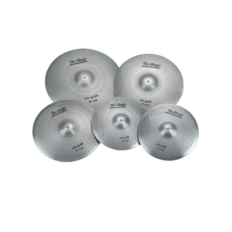 On Stage LVCP5000 Low Volume Stainless Steel Cymbal Set for Drum Kit Consistent Tone Silver Walmart
