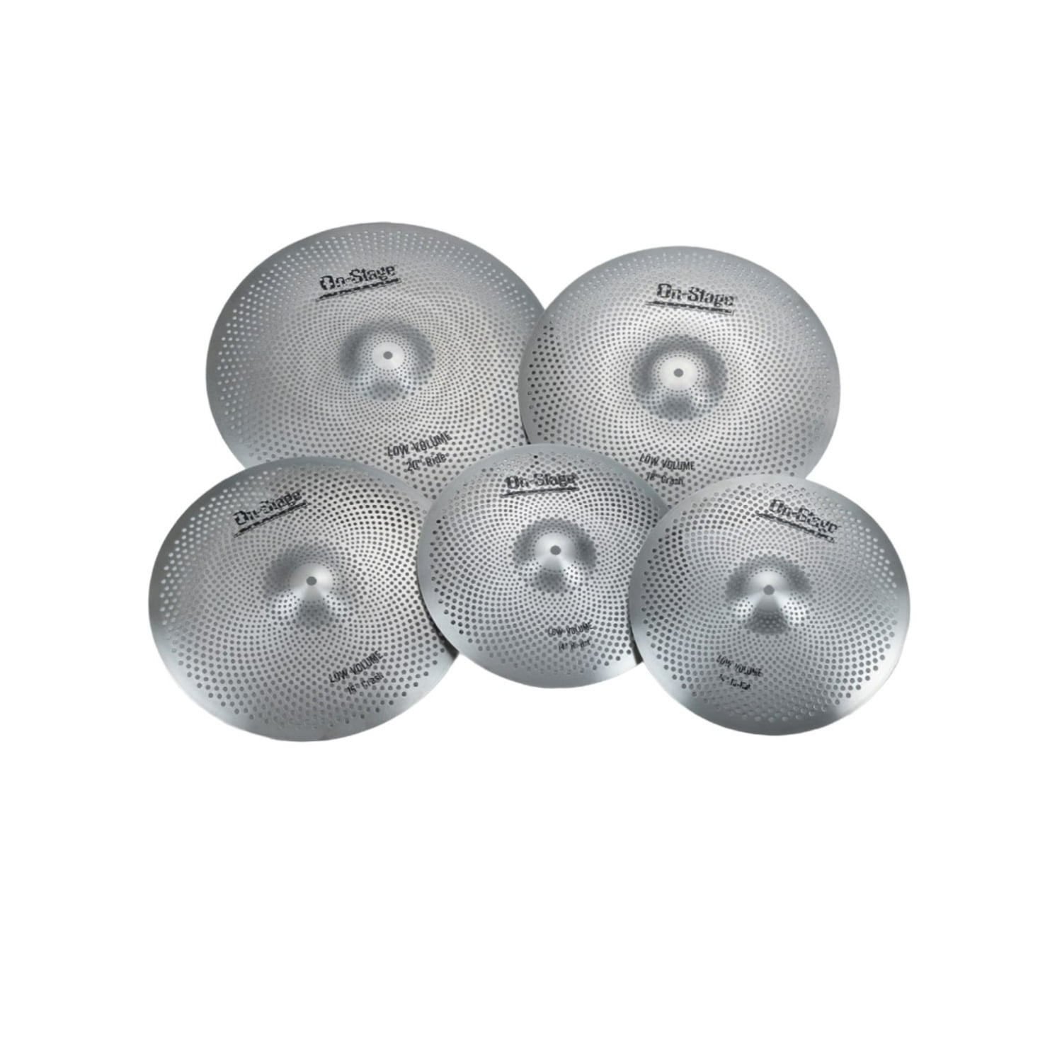 On Stage LVCP5000 Low Volume StainlessSteel Cymbal Set for Consistent Tone
