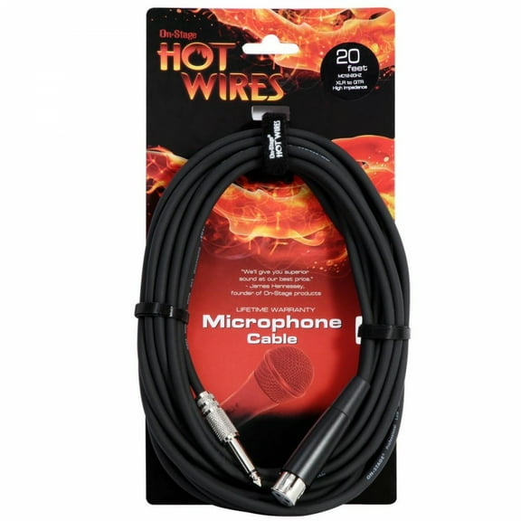 On-Stage MC12-20HZ Hi-Z Microphone Cable (20', XLR-QTR)