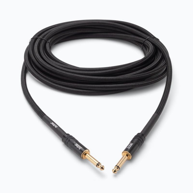On-Stage Production-Grade ICS-10 Braided Instrument Cable (Gold Plated Straight Connectors, Double Braided Jacket, Semiconductor Shielding)