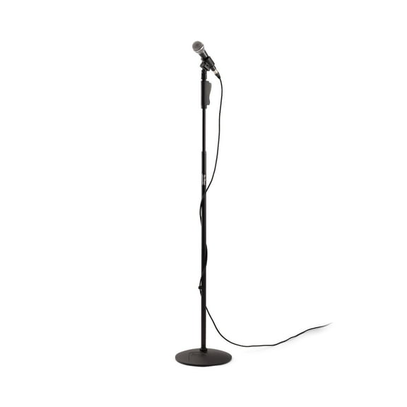 On-Stage Production-Grade MS9510 One-Handed Mic Stand with Round Base (For Vocal and Instrument Microphones, Height-Adjustable, Portable, Steel Construction, Standard 5/8-27 Threading, Black)