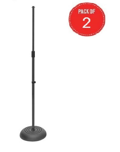On Stage Round Base Microphone Stand, Black (Set of 2)