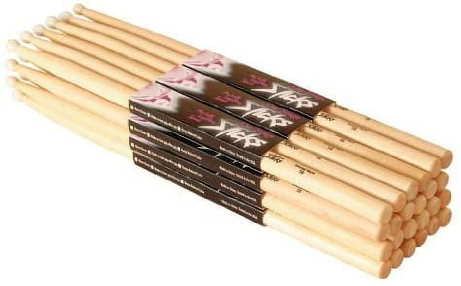 On-Stage Hickory 7A Nylon Tip Drumsticks, 12 Pairs