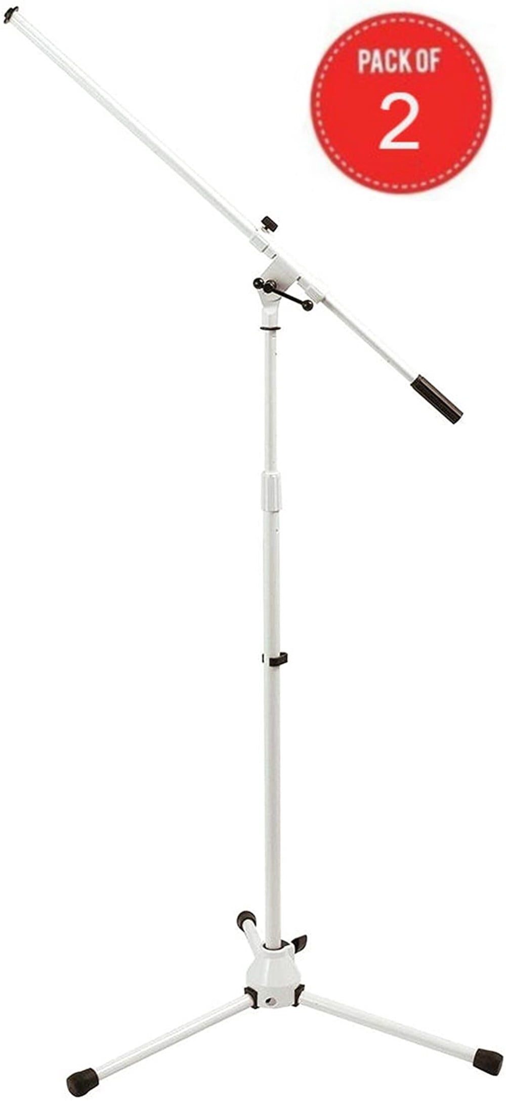 On-Stage Telescoping Microphone Boom Stand, White (Set of 2)