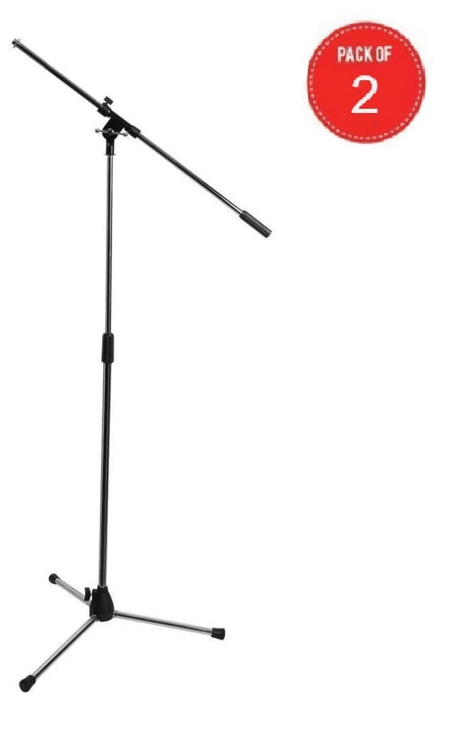 On-Stage Tripod Microphone Boom Stand, Chrome (Set of 2)