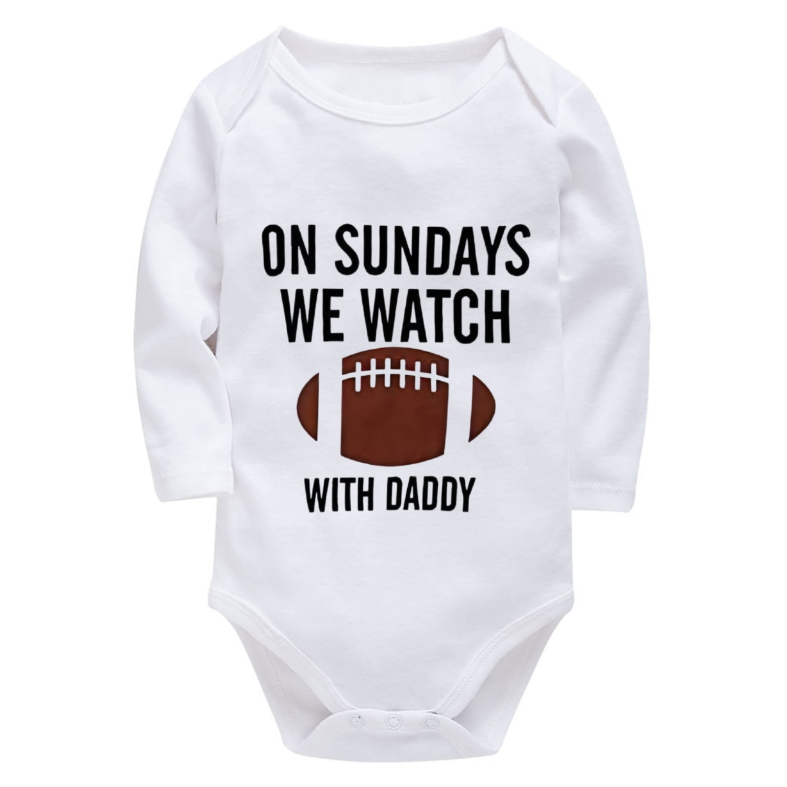 On Sundays We Watch Footable With Daddy Romper Boy Long Sleeve Baby Boy Rompers White Neutral Baby Clothes 0-3 Months