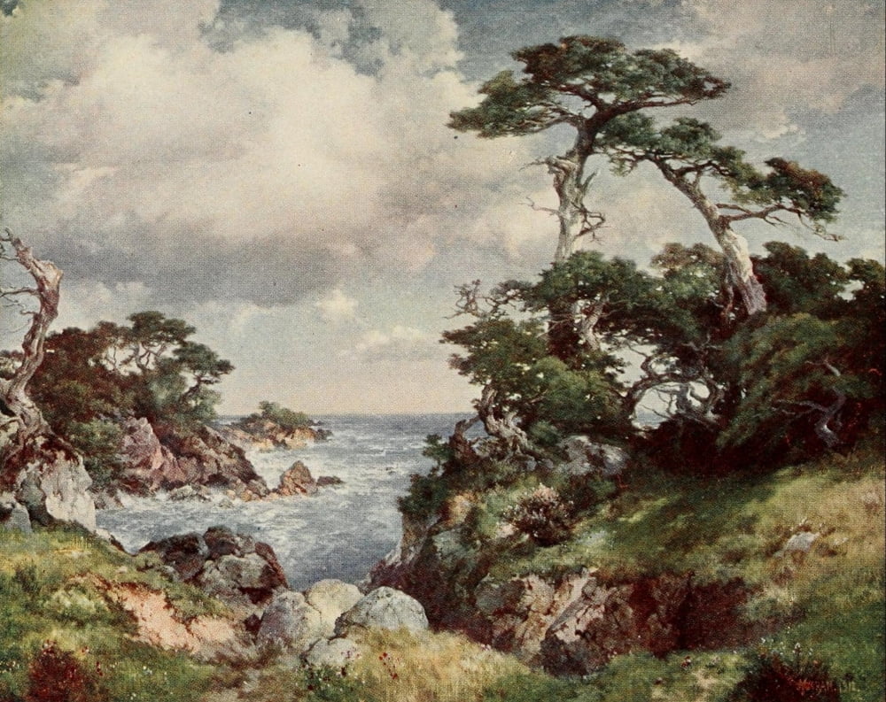 On Sunset Highways 1921 Cypress Point Monterey Canvas Art - T Moran (24 x 36)