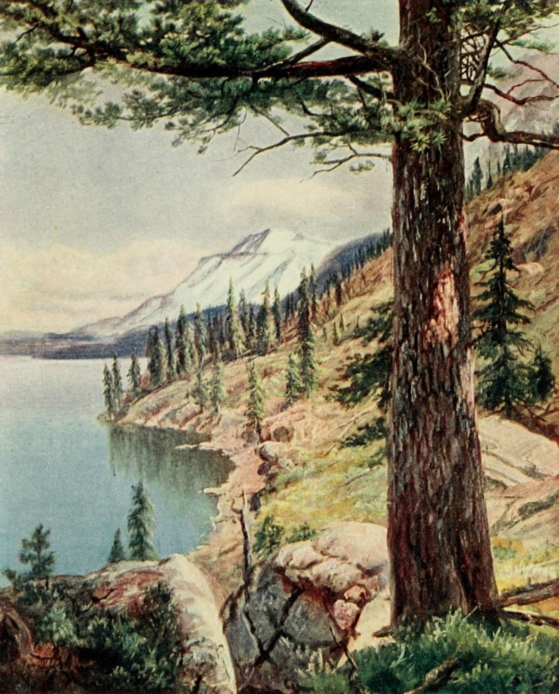 On Sunset Highways 1921 On the Shore of Lake Tahoe Canvas Art - Henry H Bagg (18 x 24)