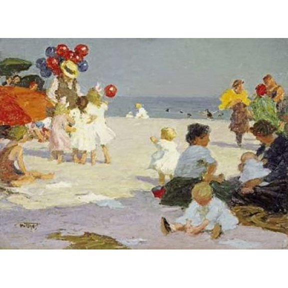 On The Beach Poster Print by Edward Henry Potthast (9 x 12)