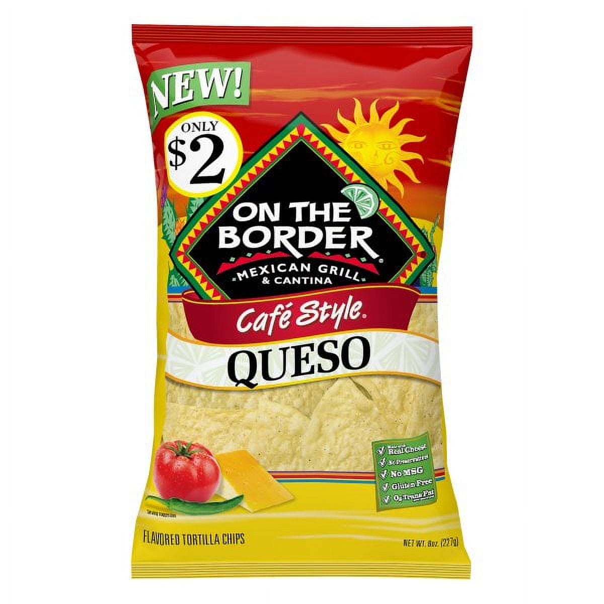 On The Border® Café Style® Queso Flavored Tortilla Chips 8 oz. Bag