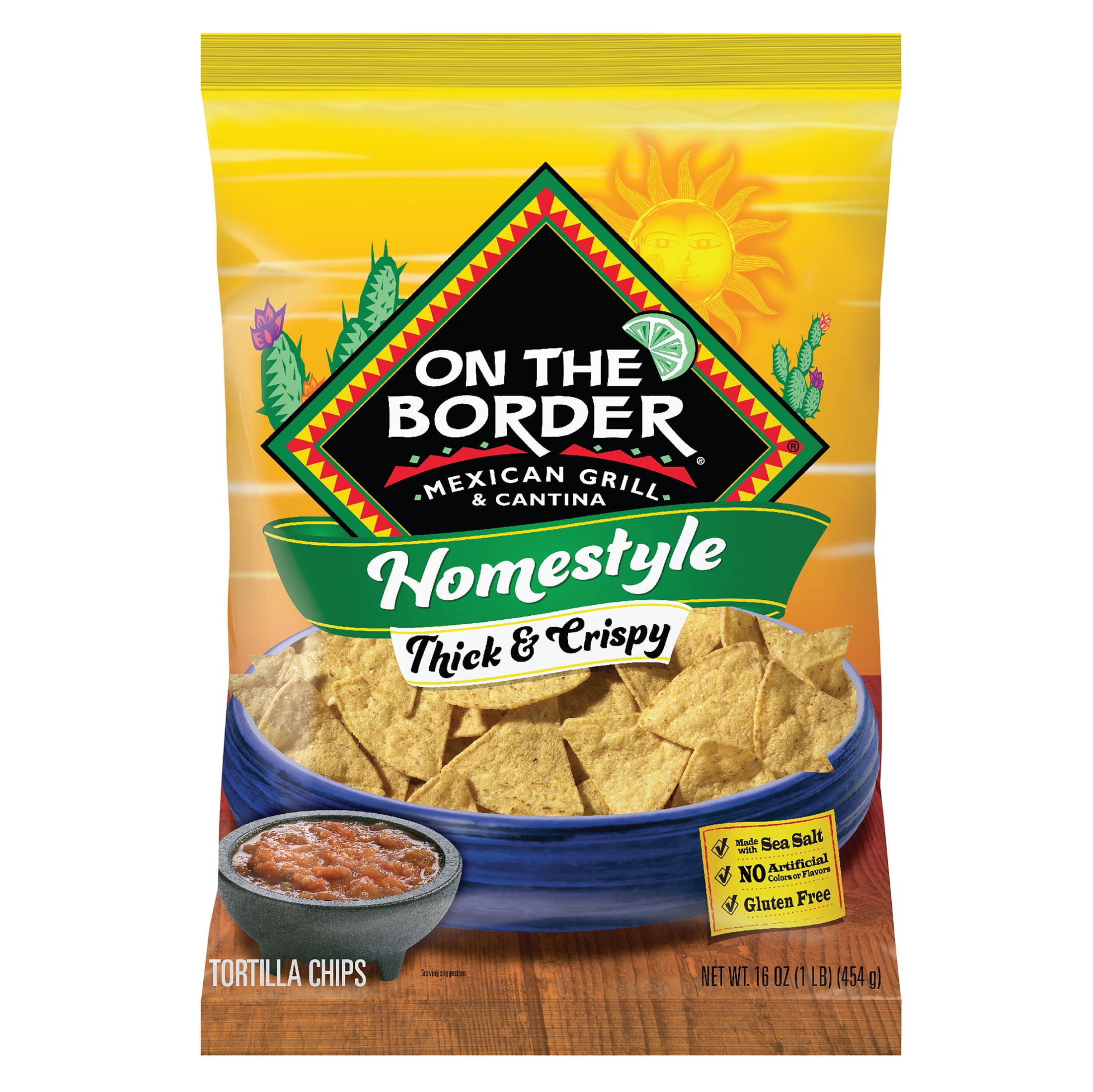 On The Border Homestyle Thick & Crispy Tortilla Chips, Gluten-Free, 16 oz Bag
