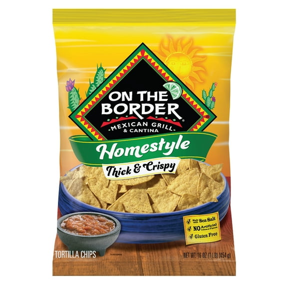 On The Border Homestyle Thick & Crispy Tortilla Chips, Gluten-Free, 16 oz Bag