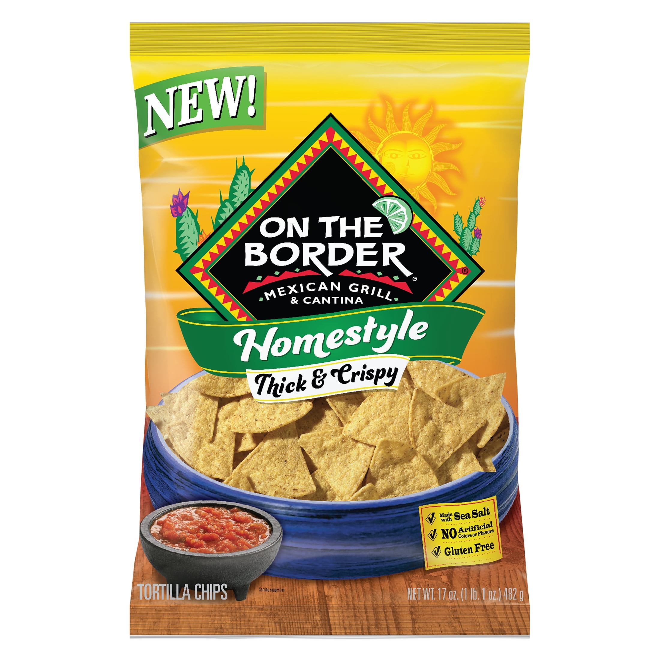 On The Border Homestyle Thick & Crispy Tortilla Chips, GlutenFree, 17
