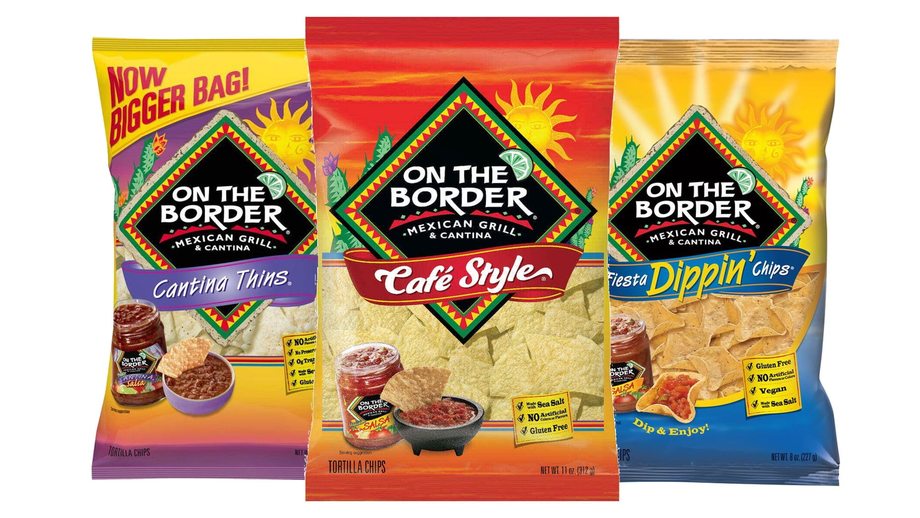 On The Border Tortilla Chips, Variety 3Pack 10 oz. Bags