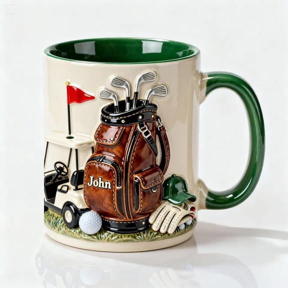 On The Course Golf Coffee Mug - Personalized Gift For Golfers,3D Embossed