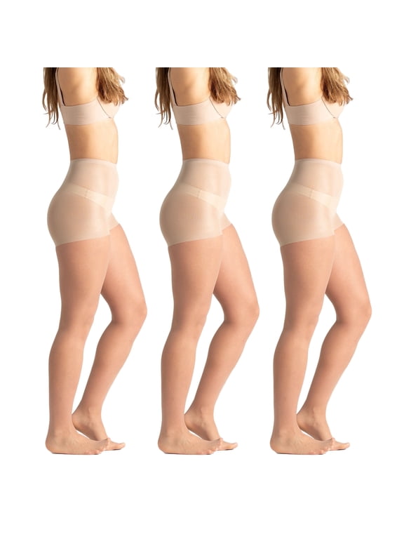On the Go Women's Day Sheer Pantyhose (3 Pair Pack, Nude, Size L - Prev. Q)