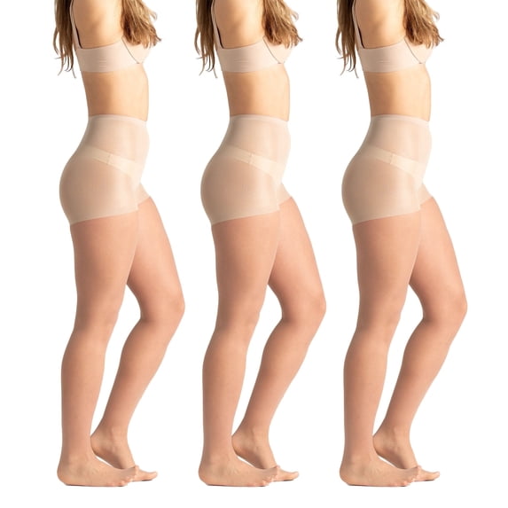 On the Go Women's Day Sheer Pantyhose (3 Pair Pack, Nude, Size B)