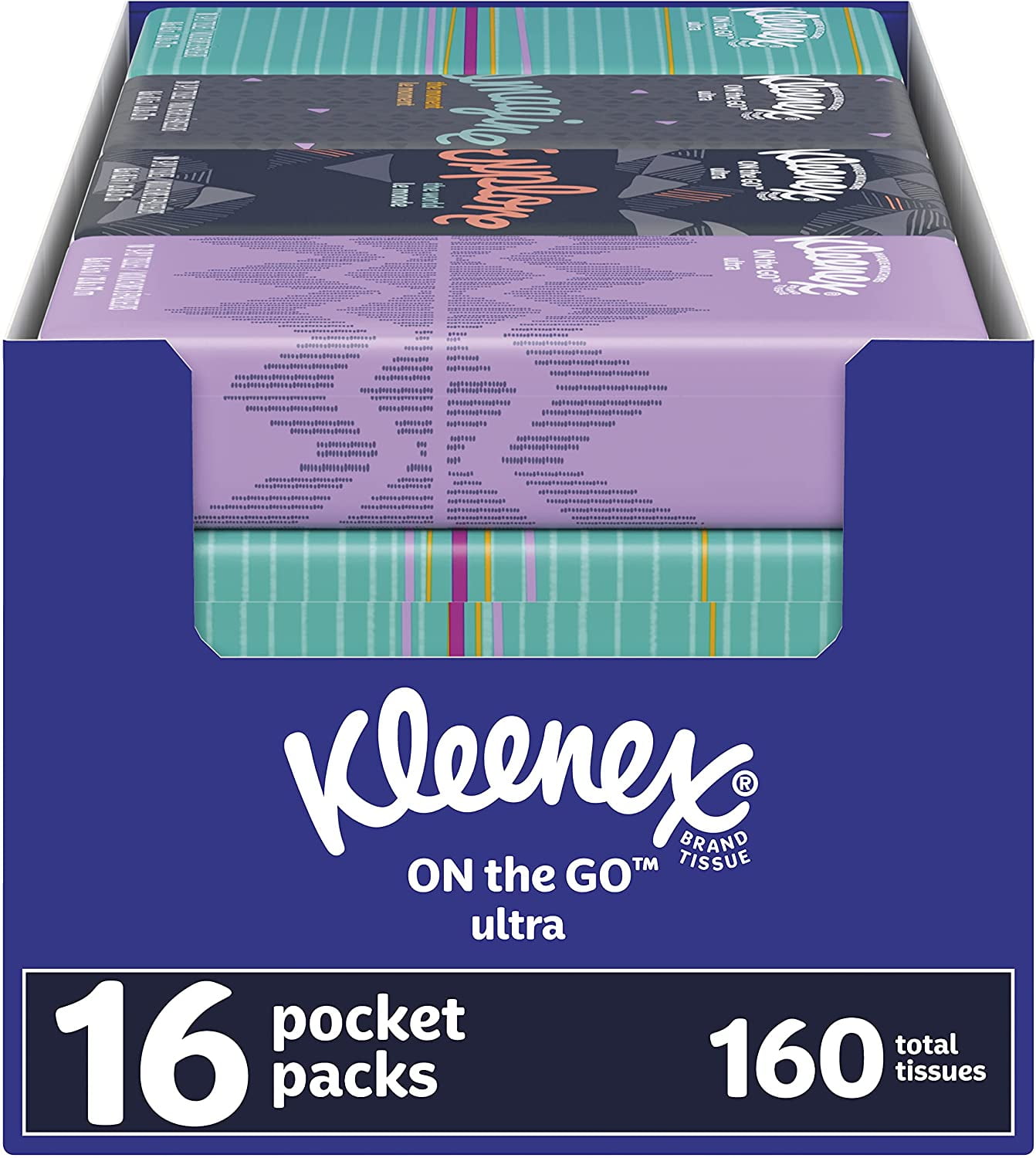 On-The-Go Facial Tissues, 16 On-The-Go Packs, 10 per Box, 3-Ply (160 ...
