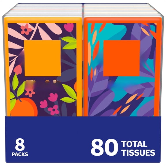 On-The-Go Facial Tissues, 8 Travel Packs, 10 Tissues per Pack