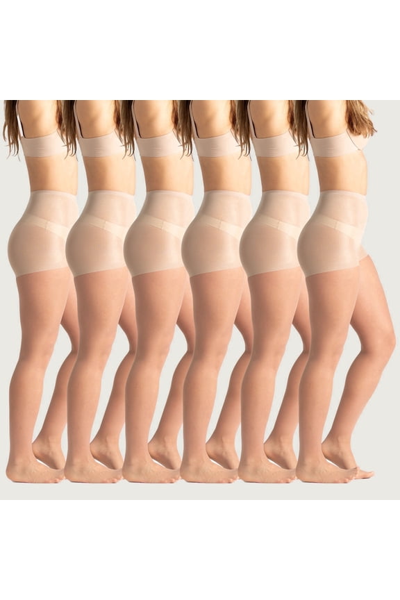 On The Go Light Support Women's Pantyhose ( 6 Pair Pack, Nude, Size B)