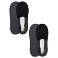 thumbnail image 1 of On the Go Men's Loafer Liner Socks - Invisible No Slip Grip Moisture-Wicking Boat Sock (2 Pair Pack, Black/Grey, Size M), 1 of 2
