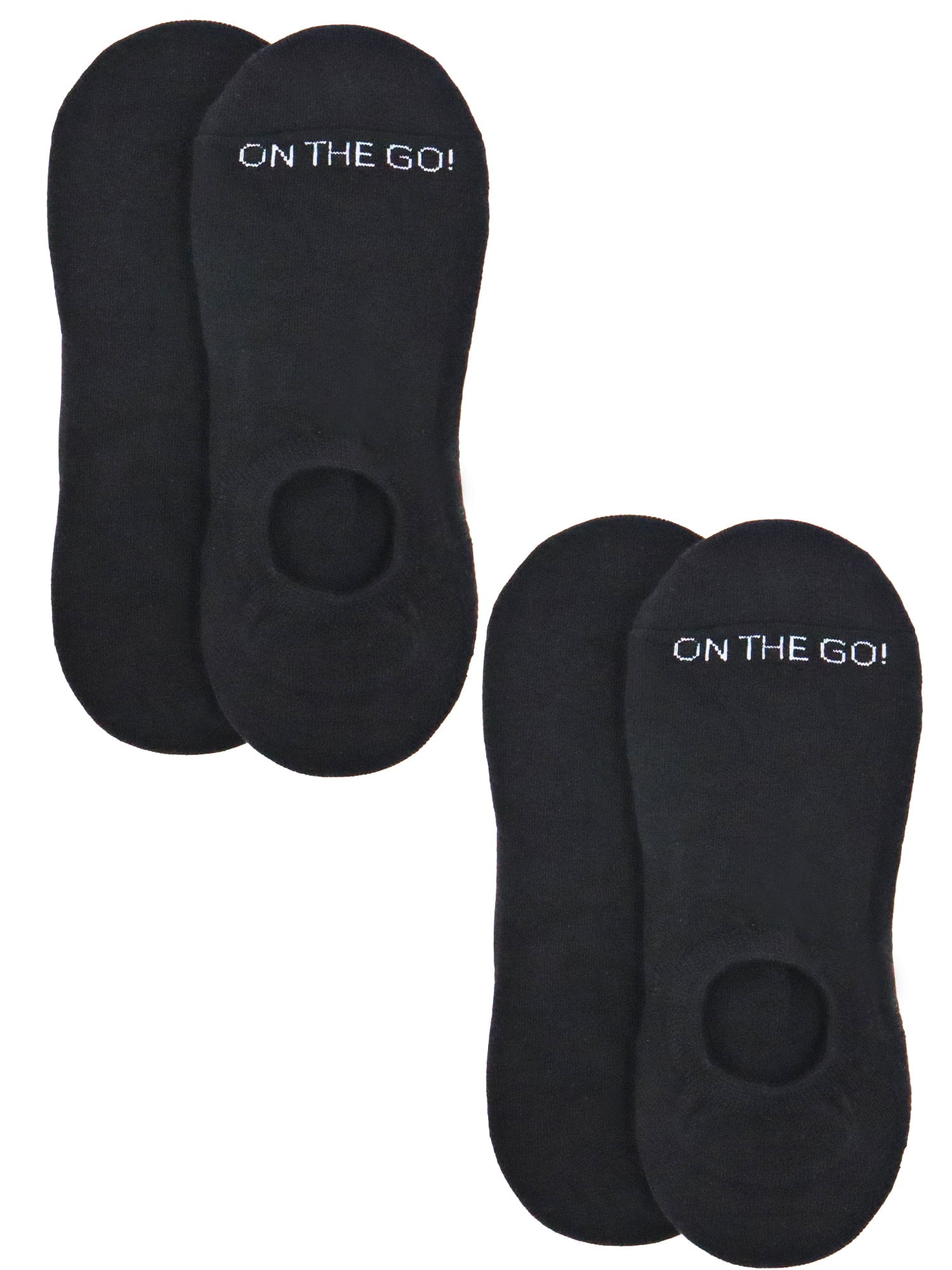 On The Go Men No Show Invisible Socks No Slip Grip Cotton Low Cut