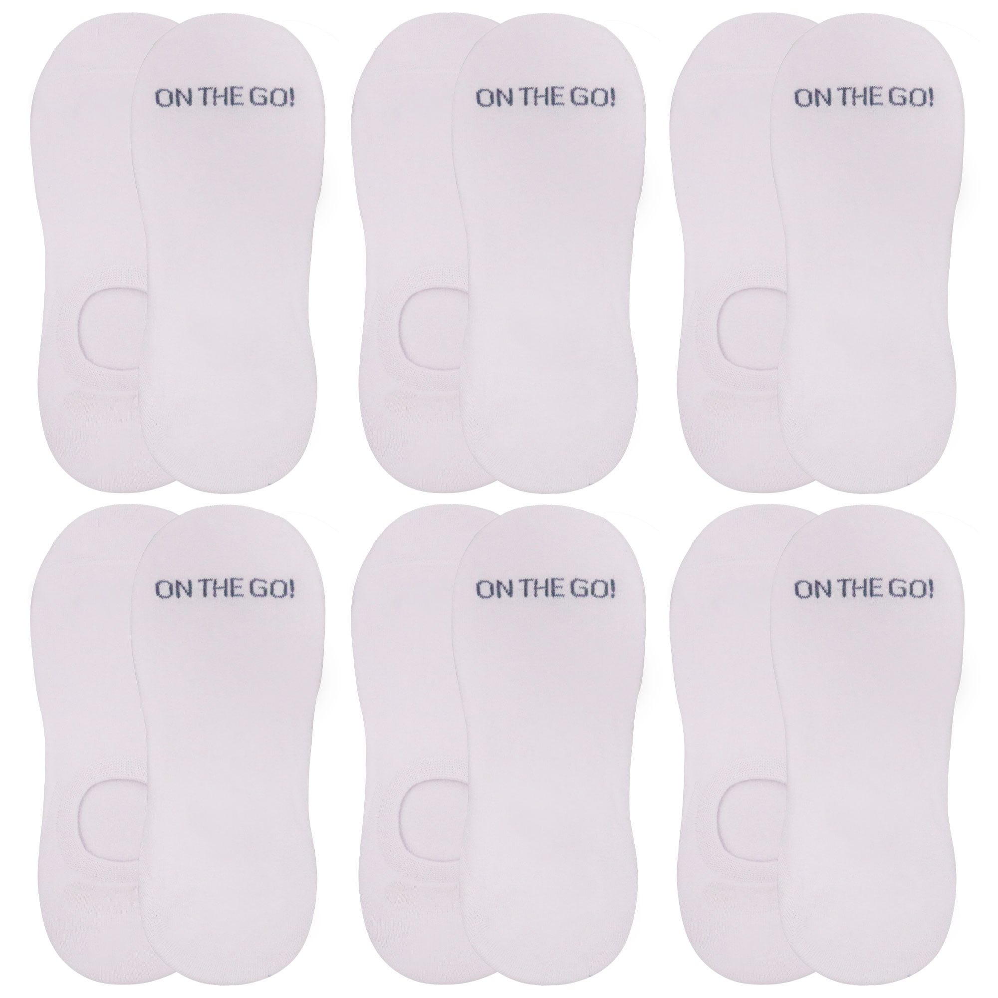 On The Go Men's White Invisible Socks, 6 Pair