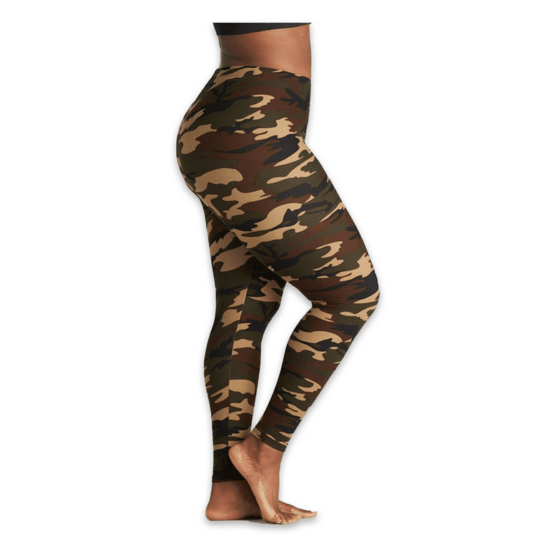 On The Go Women's Green Camo SuperSoft Brushed Leggings