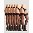 thumbnail image 1 of On the Go Women's Thigh Highs (6 Pair Pack, Black, Size S) - Lace Top Sheer Thigh High Stockings, 1 of 6
