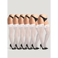 thumbnail image 1 of On The Go Women's Thigh Highs (6 Pair Pack, White, Size M) - Lace Top Sheer Thigh High Stockings, 1 of 6